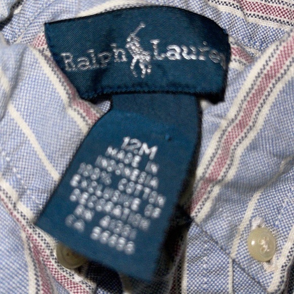 Ralph Lauren long sleeve button down stripe shirt 12 months - Picture 3 of 4
